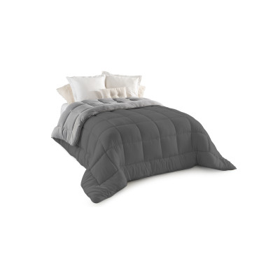 Couette extra chaude réversible gris clair et foncé 200x200cm - polyester 400 g/m2