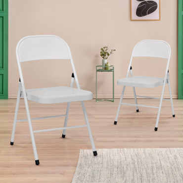 Chaises pliantes Lucy en métal blanc - Lot de 2