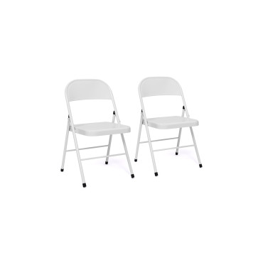 Chaises pliantes Lucy en métal blanc - Lot de 2
