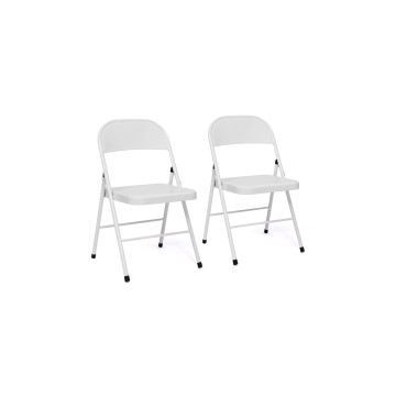 Chaises pliantes Lucy en métal blanc - Lot de 2