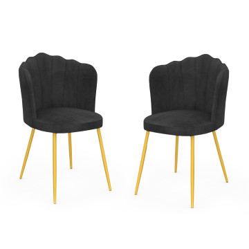 Chaises Arielle en velours gris et pieds dorés - lot de 2