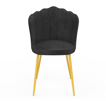 Chaises Arielle en velours gris et pieds dorés - lot de 2