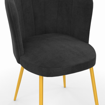 Chaises Arielle en velours gris et pieds dorés - lot de 2