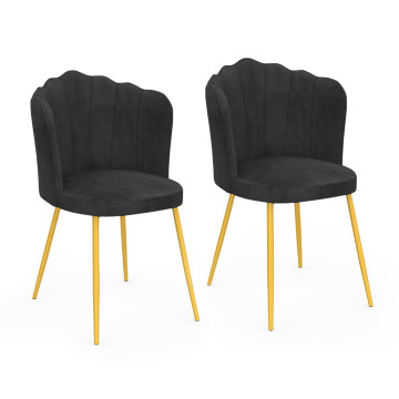 Chaises Arielle en velours gris et pieds dorés - lot de 2