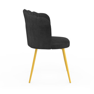 Chaises Arielle en velours gris et pieds dorés - lot de 2