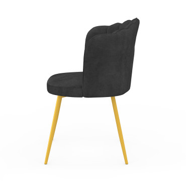 Chaises Arielle en velours gris et pieds dorés - lot de 2