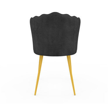 Chaises Arielle en velours gris et pieds dorés - lot de 2