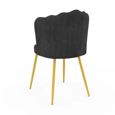 Chaises Arielle en velours gris et pieds dorés - lot de 2