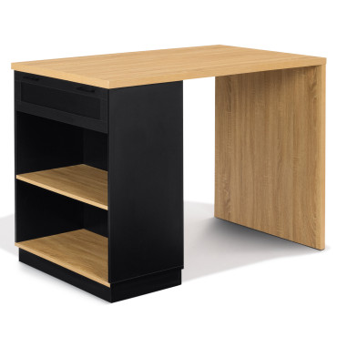 Ilot de cuisine Marius bois et noir avec rangements