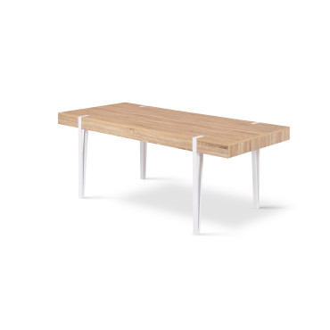 Table à manger Hudson bois et blanc 200cm