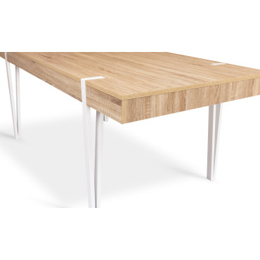 Table à manger Hudson bois et blanc 200cm