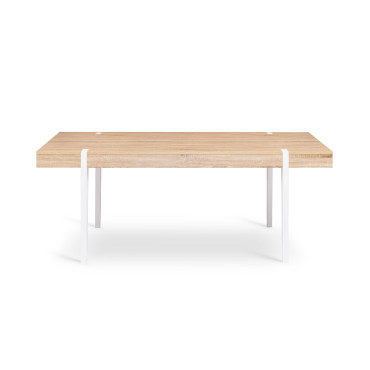 Table à manger Hudson bois et blanc 200cm