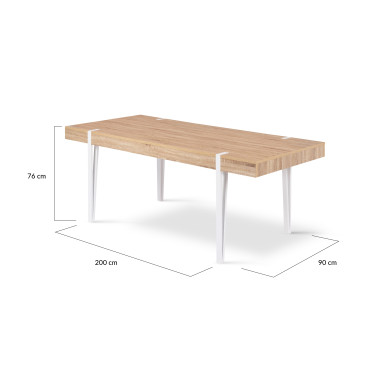 Table à manger Hudson bois et blanc 200cm