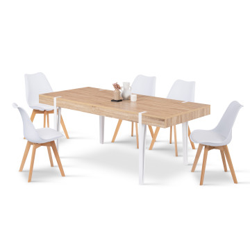 Table à manger Hudson bois et blanc 200cm