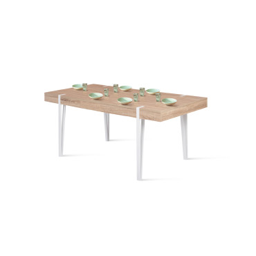 Table à manger Hudson bois et blanc 200cm