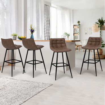 Tabourets de bar Irina simili marron - lot de 4