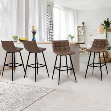 Tabourets de bar Irina simili marron - lot de 4