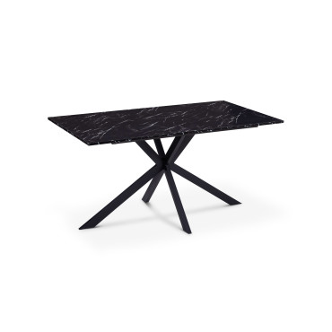 Table à manger Glam effet marbre noir 160cm