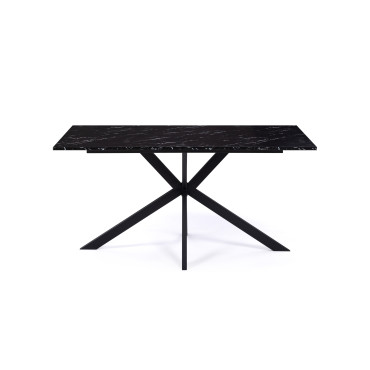 Table à manger Glam effet marbre noir 160cm