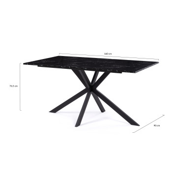 Table à manger Glam effet marbre noir 160cm