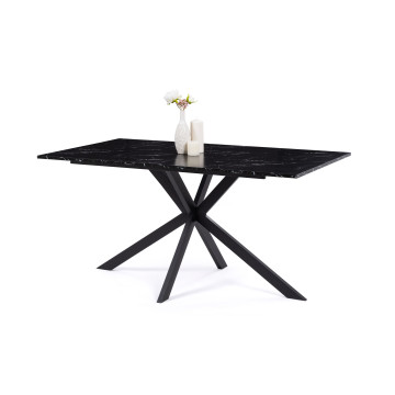 Table à manger Glam effet marbre noir 160cm