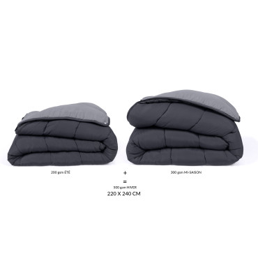 Couette thermorégulatrice 500GSM grise - 220x240cm
