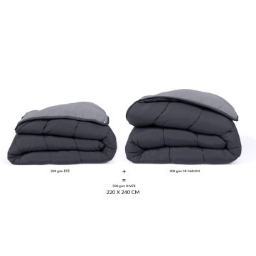 Couette thermorégulatrice 500GSM grise - 220x240cm