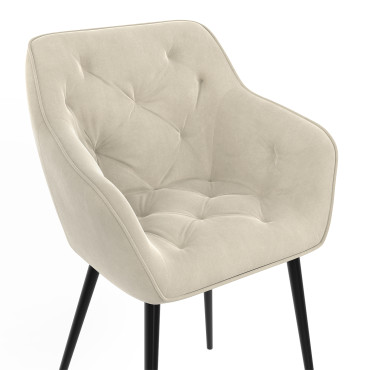 Chaises Julia en velours crème et pieds métal - lot de 2