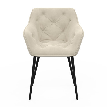Chaises Julia en velours crème et pieds métal - lot de 2