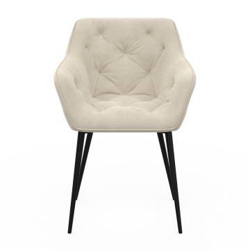 Chaises Julia en velours crème et pieds métal - lot de 2
