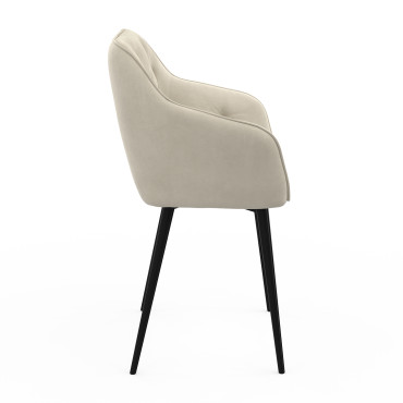 Chaises Julia en velours crème et pieds métal - lot de 2