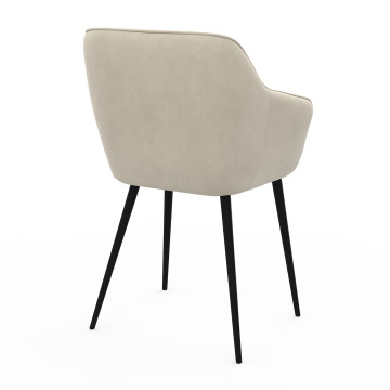 Chaises Julia en velours crème et pieds métal - lot de 2