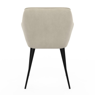 Chaises Julia en velours crème et pieds métal - lot de 2