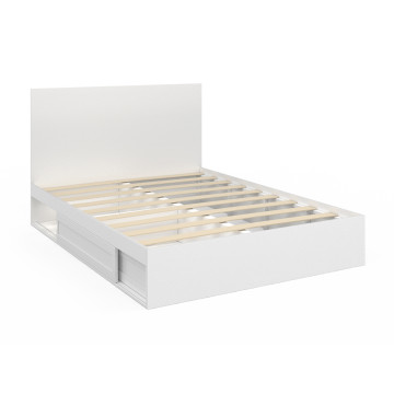 Lit Orem 140x190cm blanc tiroir coulissant