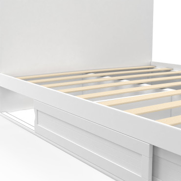Lit Orem 140x190cm blanc tiroir coulissant