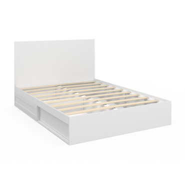 Lit Orem 140x190cm blanc tiroir coulissant