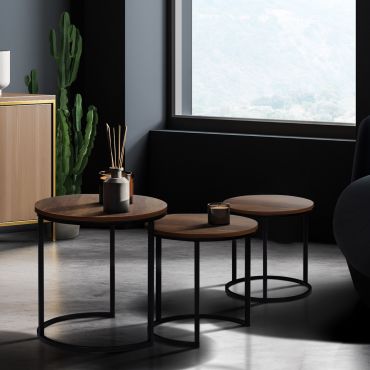 Tables basses rondes gigognes Elize - lot de 3