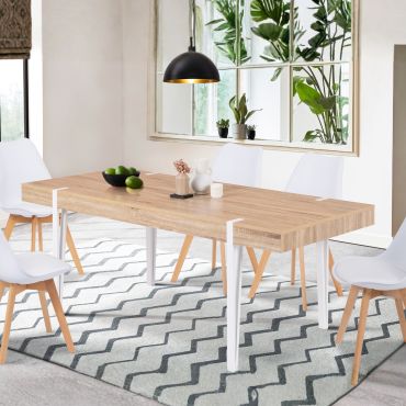 Table à manger Hudson bois et blanc 200cm
