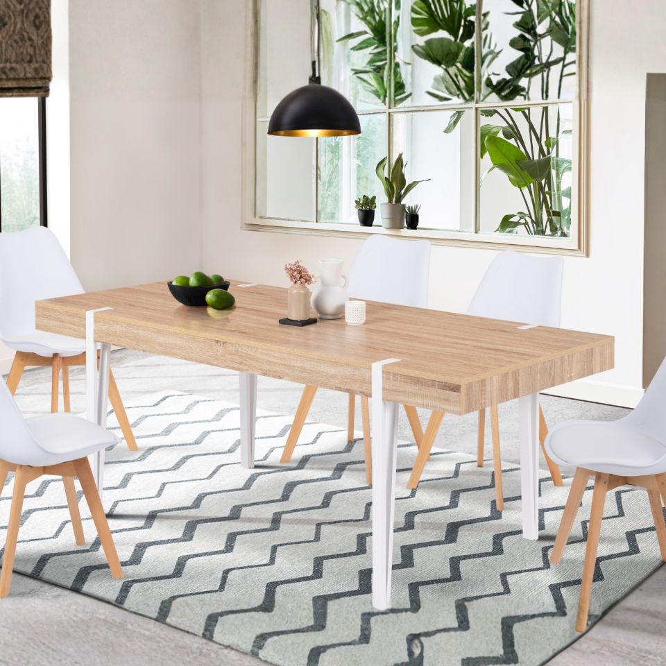 Table à manger Hudson bois et blanc 200cm