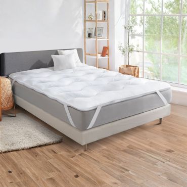 Surmatelas 1000GSM plumes d'oie anti acariens 80x200cm