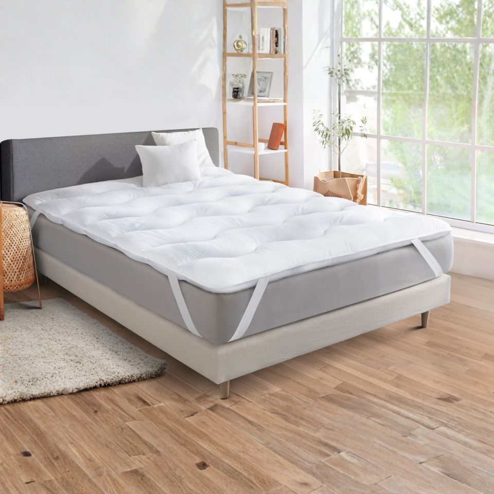 Surmatelas 1000GSM plumes d'oie anti acariens 80x200cm