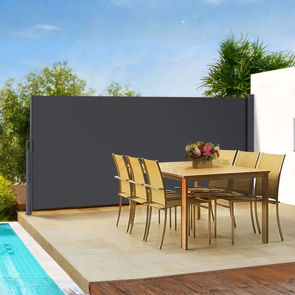 Paravent rétractable occultant 400x180cm gris anthracite