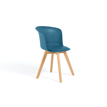 Chaises scandinaves Lara avec coussin rembourré bleu canard - Lot de 4
