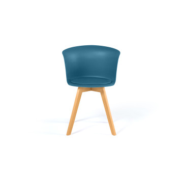 Chaises scandinaves Lara avec coussin rembourré bleu canard - Lot de 4