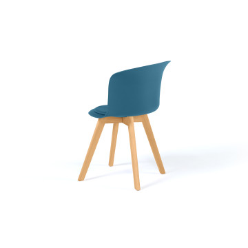 Chaises scandinaves Lara avec coussin rembourré bleu canard - Lot de 4