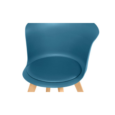 Chaises scandinaves Lara avec coussin rembourré bleu canard - Lot de 4