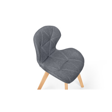 Chaises Gatsby en tissu gris et pieds bois - lot de 2