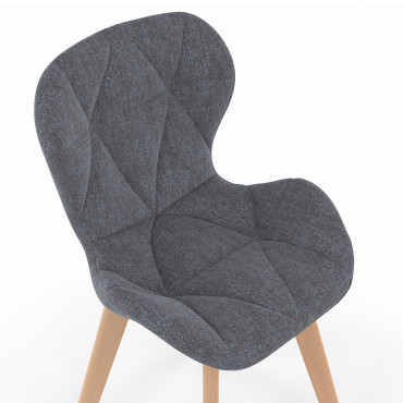 Chaises Gatsby en tissu gris et pieds bois - lot de 2