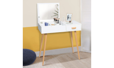 Coiffeuse-bureau 2 en 1 Serena avec miroir rabattable