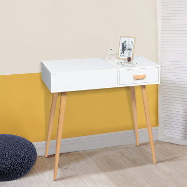 Coiffeuse-bureau 2 en 1 Serena avec miroir rabattable
